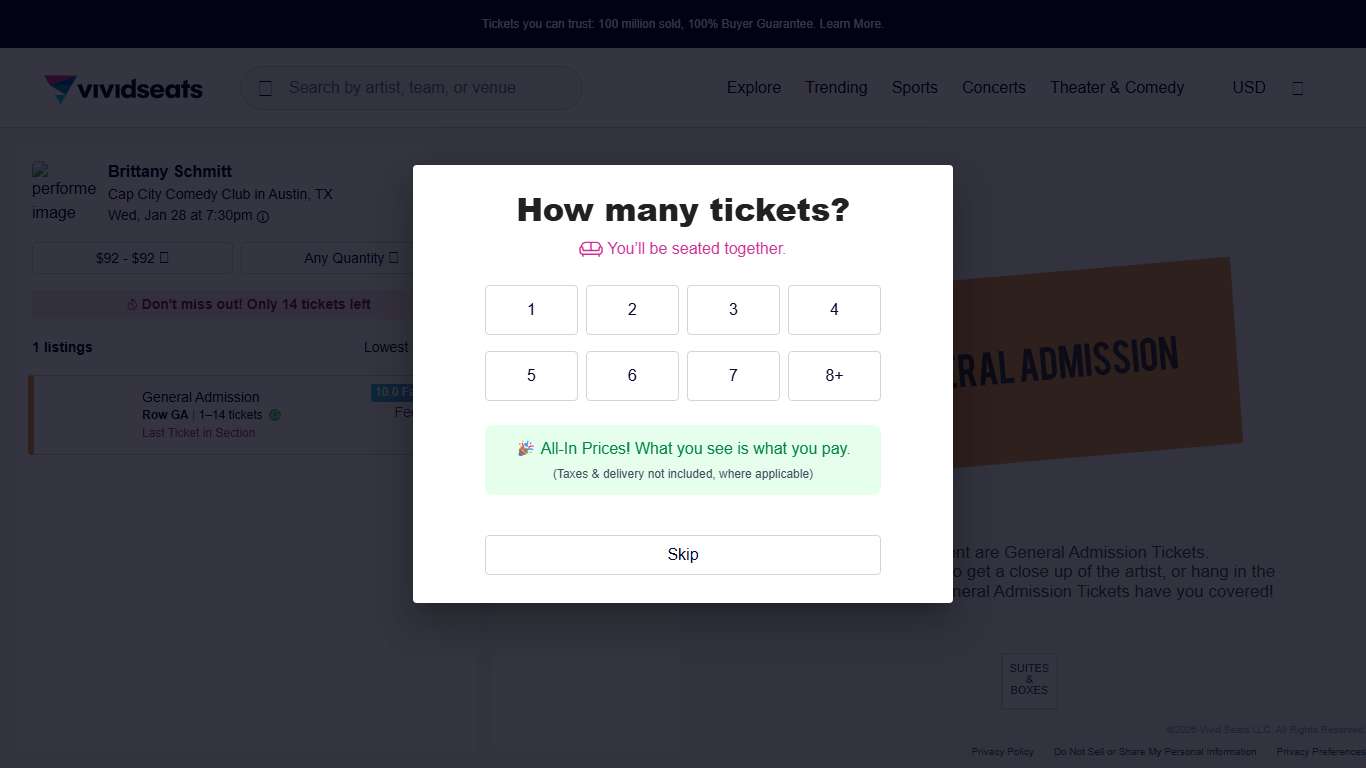 Brittany Schmitt Austin tickets - Cap City Comedy Club - 01/28/2026 Vivid Seats